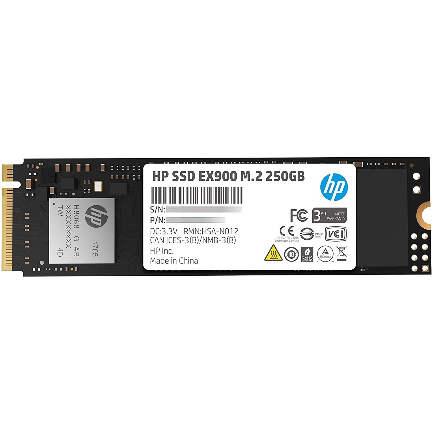 HP 250GB EX900 M.2 NVME PCIE 2100-1300MB/S 3D TLC NAND 2YY43AA